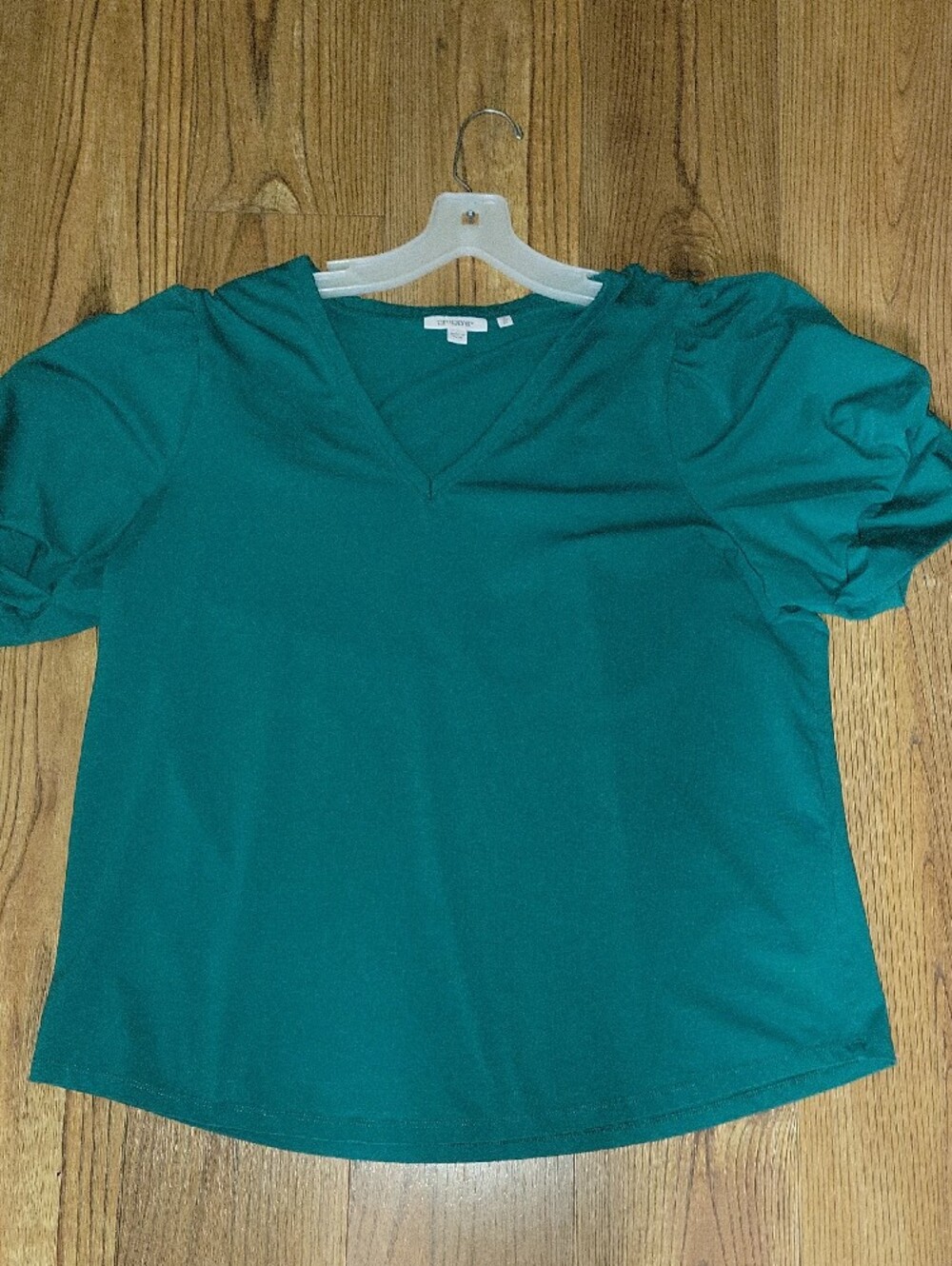Chico's Green V-Neck Puff Sleeve Top - Picture 6 of 6